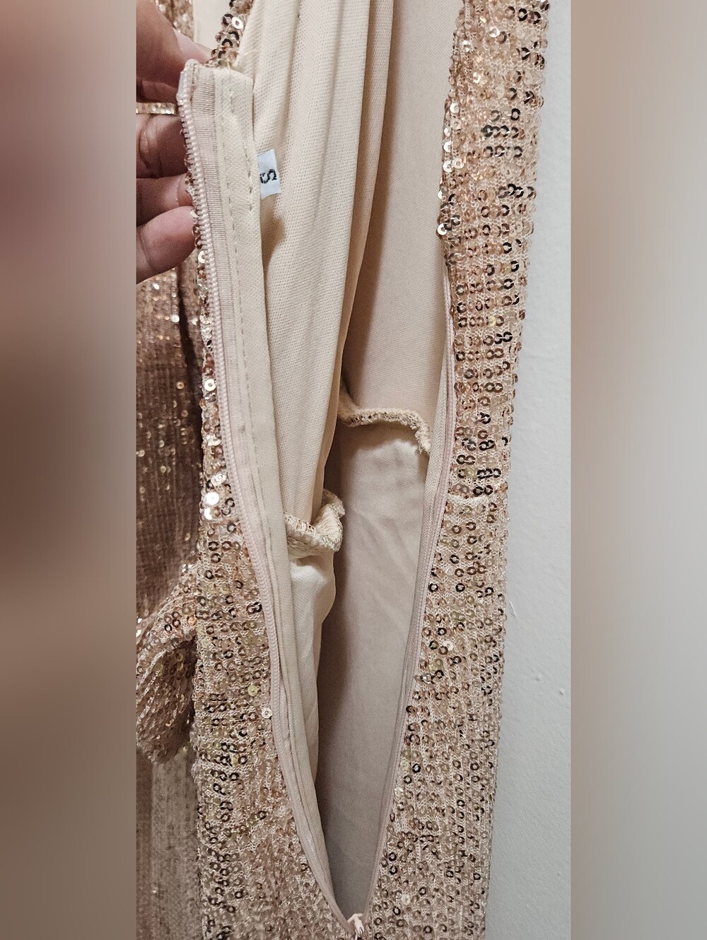 Sparkling Rose Gold Sequin Maxi Dress - Picture 4 of 8